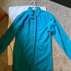 JF J. Ferrar Turquoise Dress Shirt Small